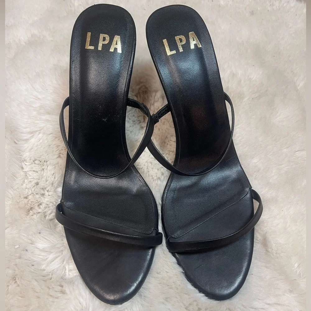LPA Black Leather Strappy Caprice High Heel Sandals